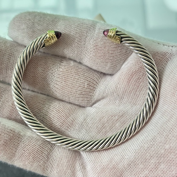 David Yurman 925 & 14k Gold 5mm Cuff with Pink Tourmaline-Medium - Picture 3 of 9